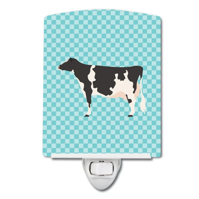商品Caroline's Treasures|Holstein Cow Blue Check Ceramic Night Light,价格¥204,第1张图片