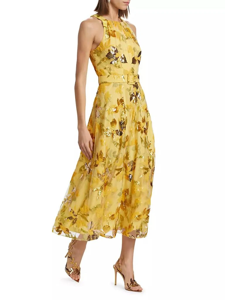 商品Badgley Mischka|Floral Sequin Belted Cocktail Dress,价格¥4464,第3张图片详细描述