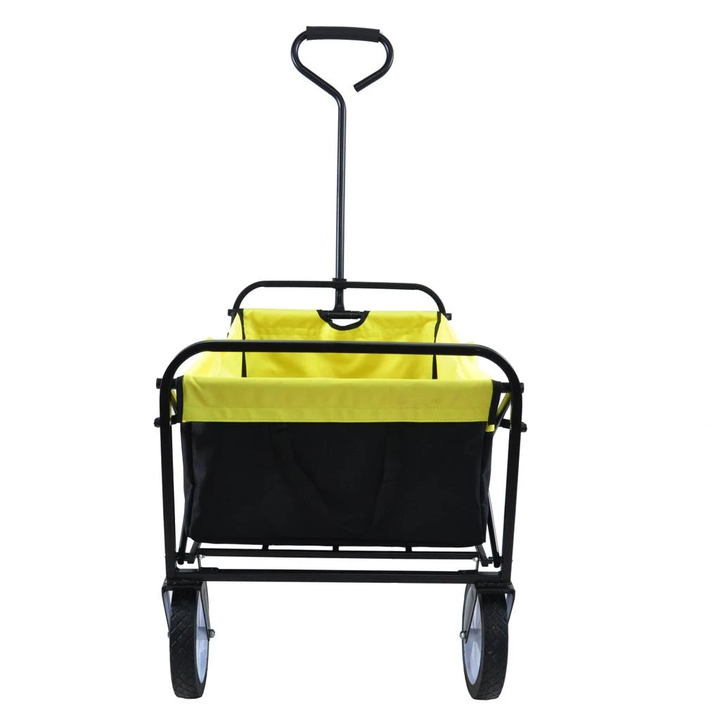 Folding Wagon Garden Shopping Beach Cart (black+yellow) 商品