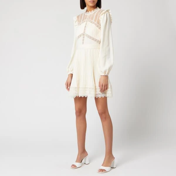 商品Self Portrait|Self-Portrait Women's Cream Lace Trim Mini Dress - Cream,价格¥1899,第3张图片详细描述