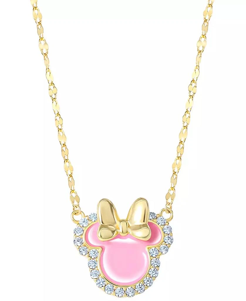 商品Disney|Cubic Zirconia & Pink Enamel Minnie Mouse 18" Pendant Necklace in 18k Gold-Plated Sterling Silver,价格¥260,第1张图片