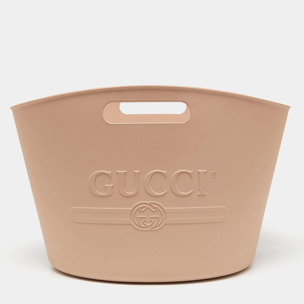 Gucci Beige Rubber Logo Cut Out Handle Tote商品第1张图片规格展示