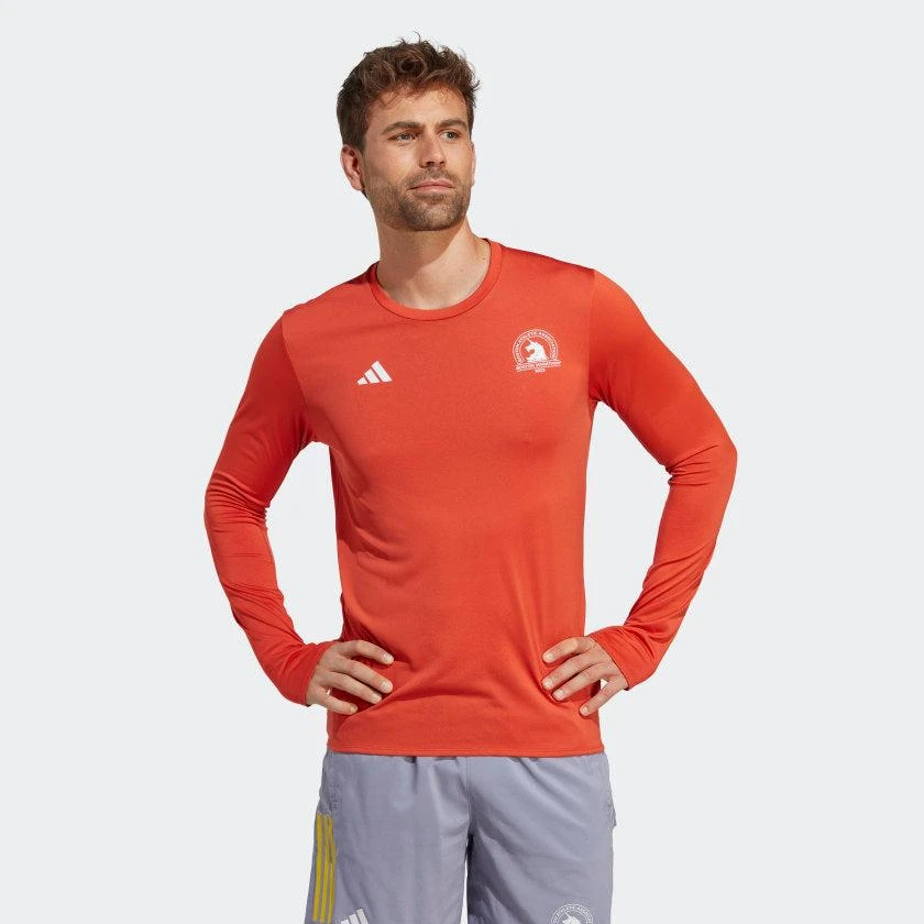 商品Adidas|Men's adidas Boston Marathon 2023 Long Sleeve Running Tee,价格¥147,第2张图片详细描述