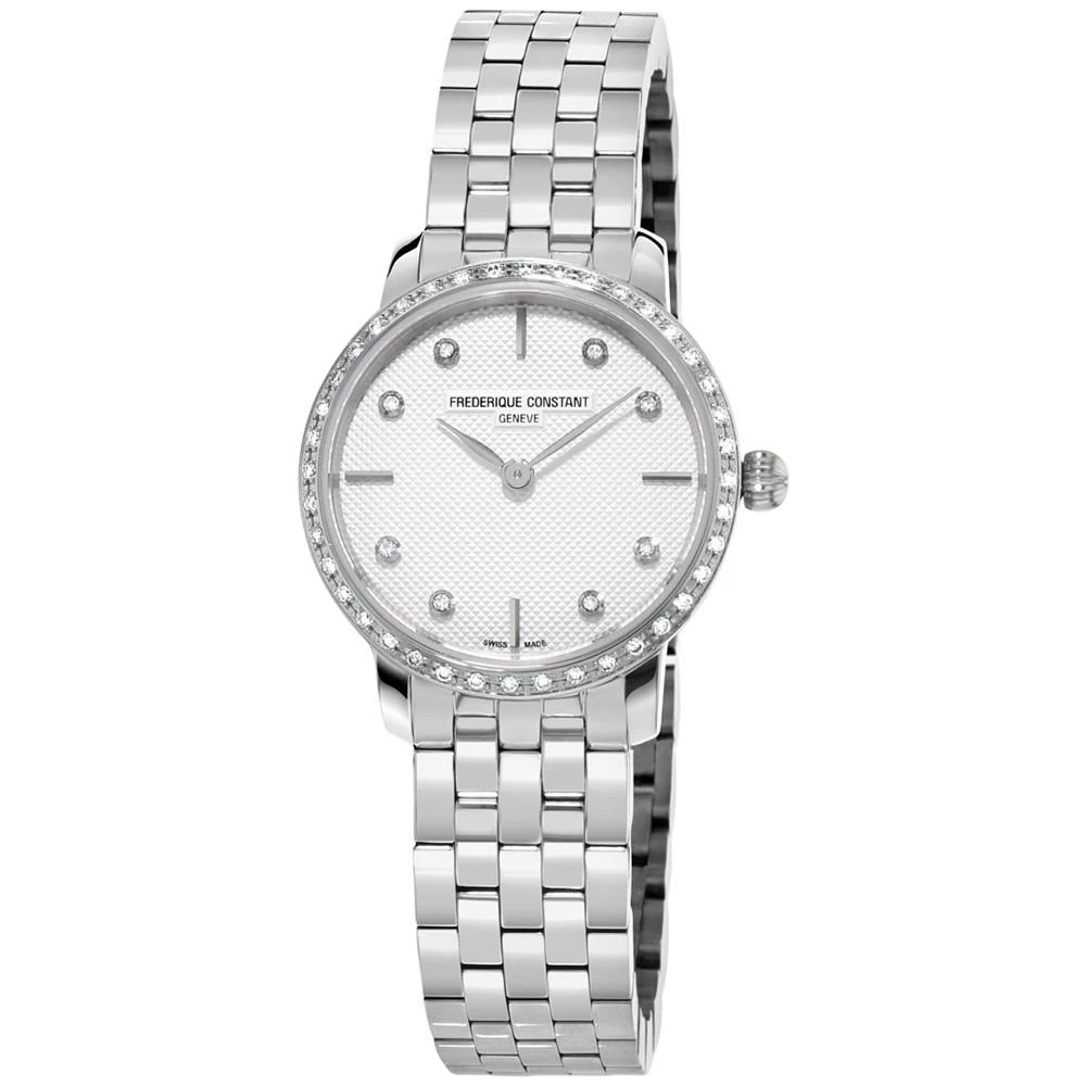 商品Frederique Constant|Women's Swiss Mini Slimline Diamond (1/3 ct. t.w.) Stainless Steel Bracelet Watch 25mm,价格¥10290,第1张图片