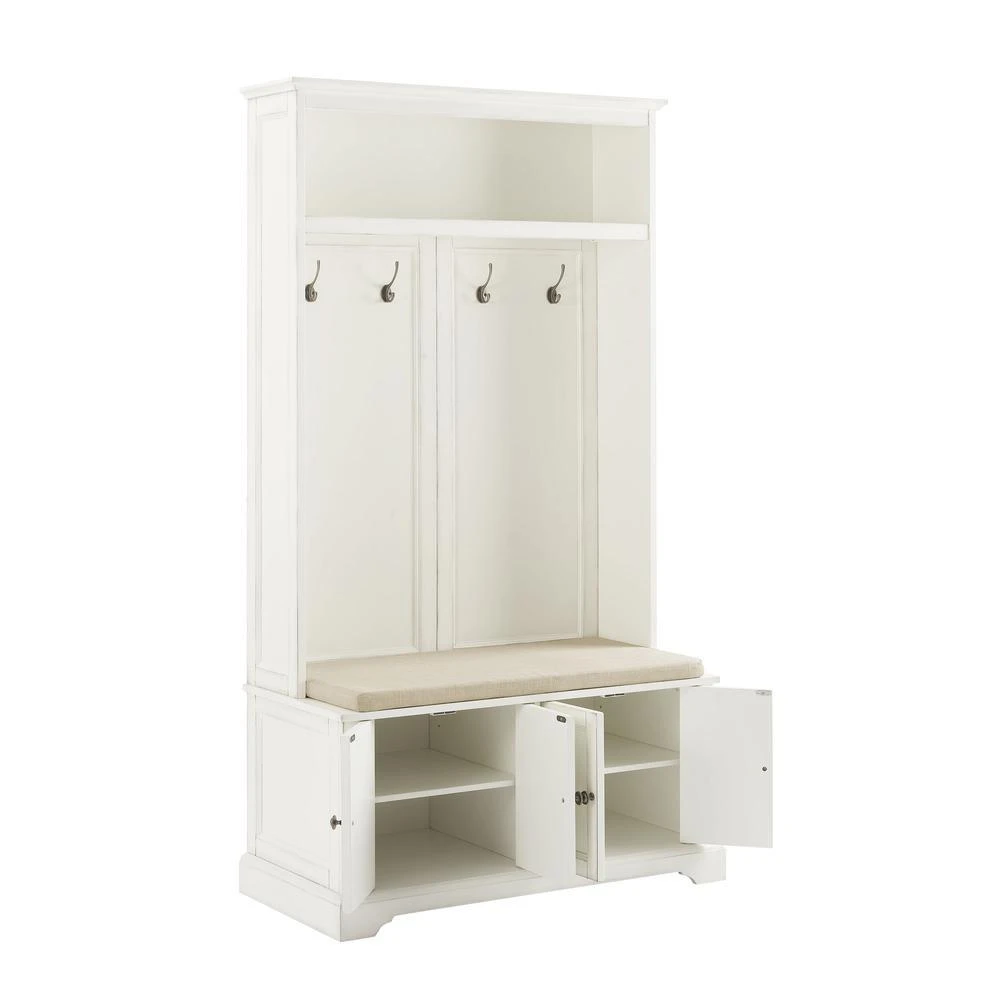 商品Crosley Furniture|Holbrook Hall Tree Distressed White/Oatmeal,价格¥3758,第4张图片详细描述