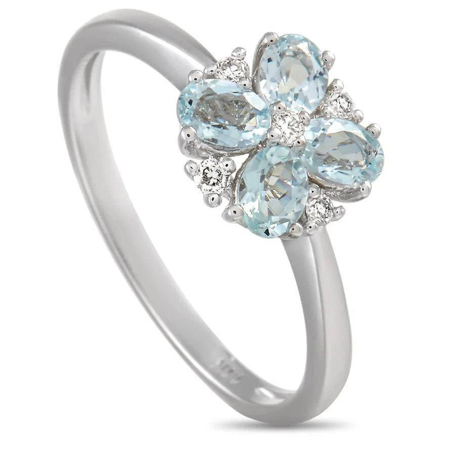 商品LB Exclusive|14K White Gold 0.08 ct Diamond and Aquamarine Ring,价格¥3161,第1张图片