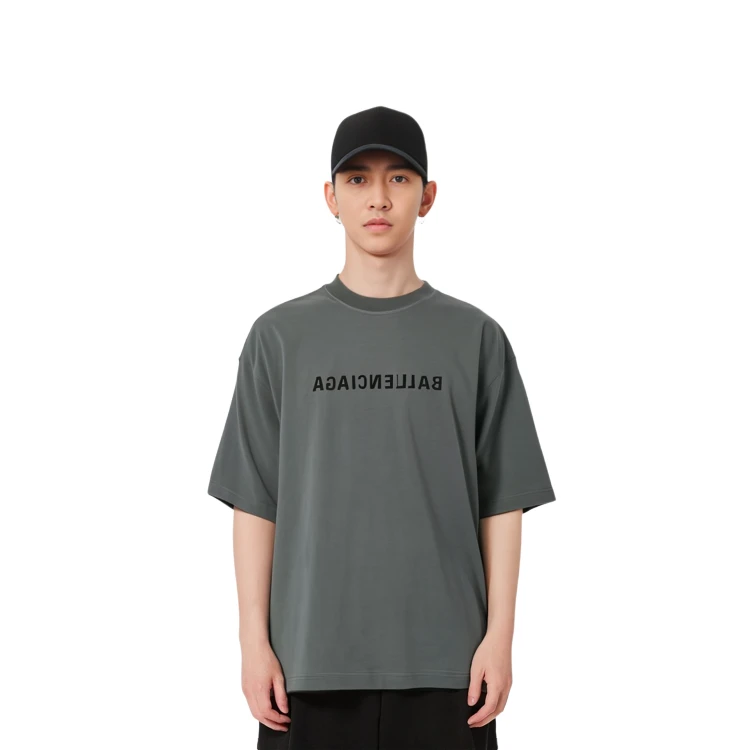 商品[国内直发] Balenciaga|巴黎世家 SS23 Logo字母印花圆领短袖T恤 宽松版型 男女同款 灰色,价格¥3975,第4张图片详细描述