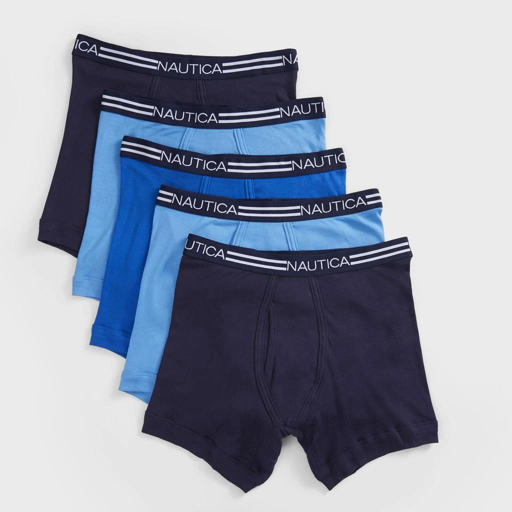 商品Nautica|Nautica Mens Logo And Striped Waist Boxer Briefs, 5-Pack,价格¥187,第2张图片详细描述