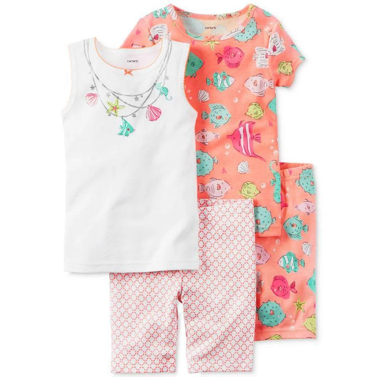 商品Carter's|女婴4-Pc. Fish Cotton Pajama Set, Baby Girls (0-24 months),价格¥57,第1张图片