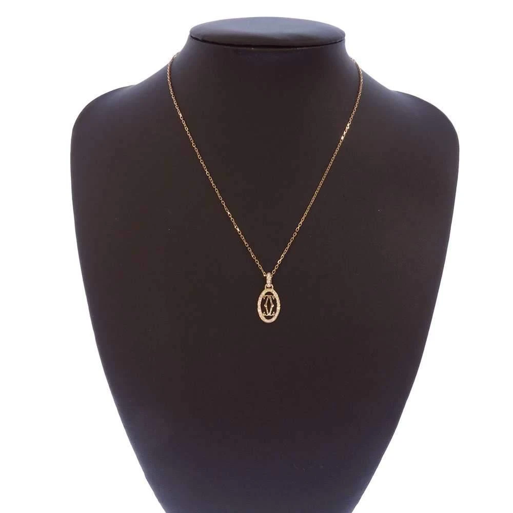 Cartier 18K Rose Gold Diamond 0.10 Double C De Cartier Necklace  商品