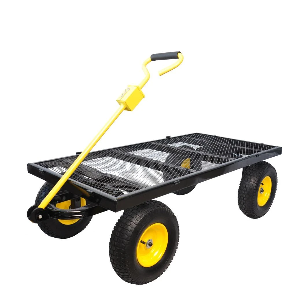 商品Simplie Fun|TC1861BK-YL Wagon Cart Garden cart trucks make it easier to transport firewood Yellow+Black,价格¥2463,第3张图片详细描述