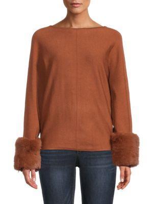商品Saks Fifth Avenue|Faux Fur Cuff Sweater,价格¥366,第1张图片