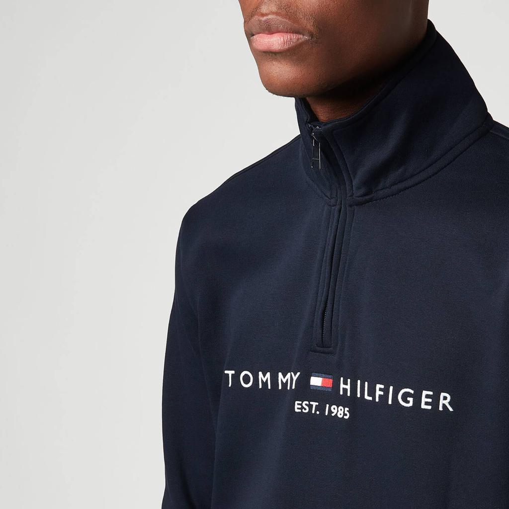 商品Tommy Hilfiger|Tommy Hilfiger Men's Logo Half Zip Jumper - Desert Sky,价格¥747,第6张图片详细描述