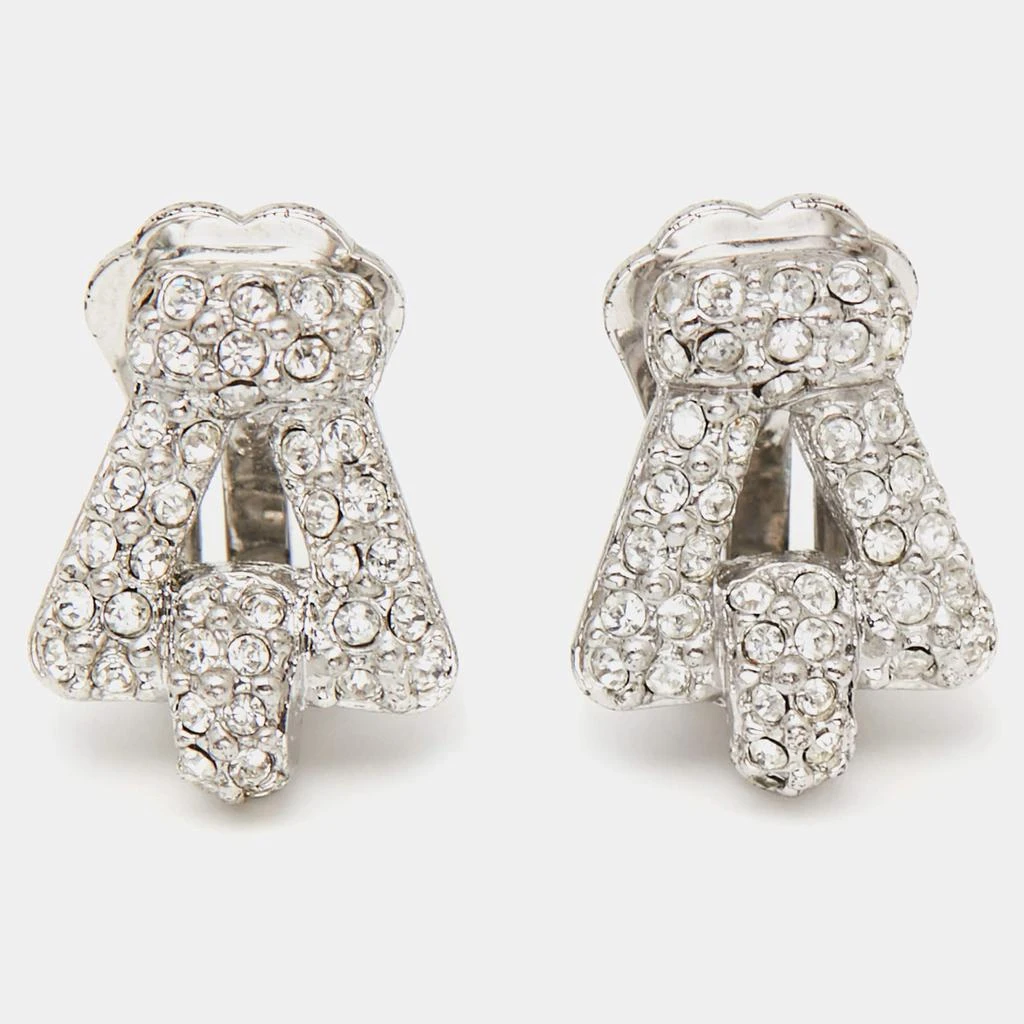 商品[二手商品] Dior|Dior CD Crystals SIlver Tone Metal Clip On Earrings,价格¥1421,第1张图片