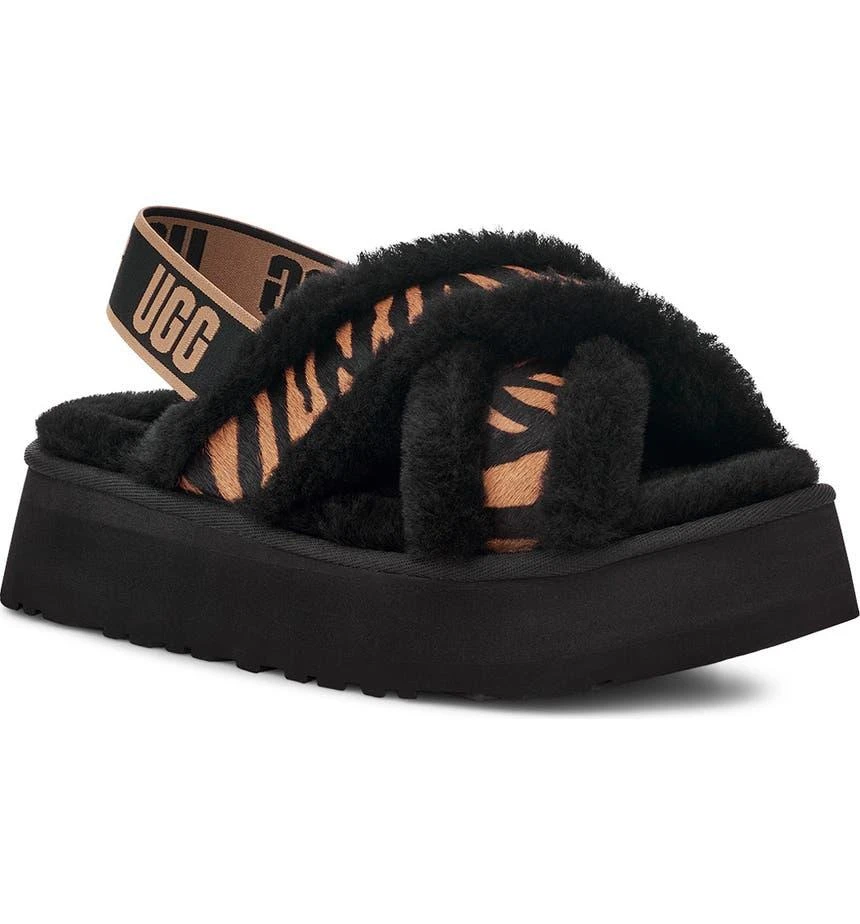 商品UGG|Disco Cross Genuine Shearling Tiger Print Slide,价格¥450,第1张图片