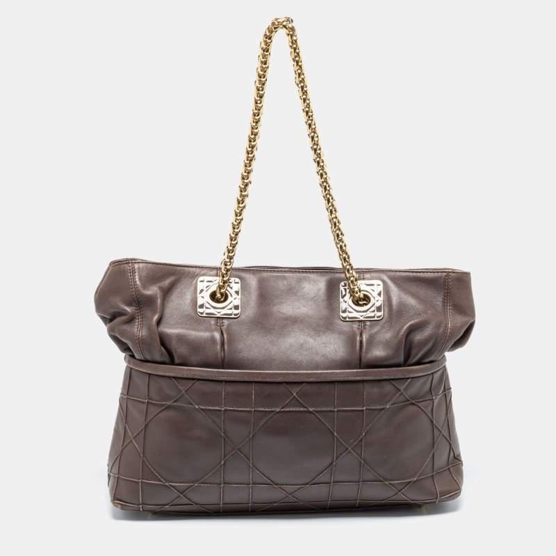 商品[二手商品] Dior|Dior Dark Beige Cannage Leather Granville Chain Link Tote,价格¥8429,第1张图片