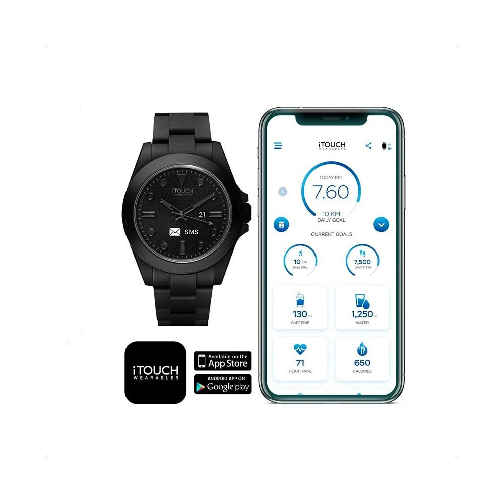 Connected Men's Hybrid Smartwatch Fitness Tracker: Black Case with Black Acrylic Strap 42mm 商品