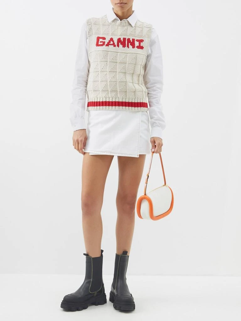 商品Ganni|Wrap-front denim mini skirt,价格¥596,第2张图片详细描述