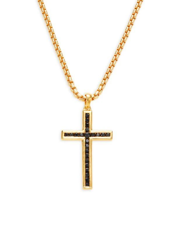 商品Effy|14K Goldplated Sterling Silver & Black Spinel Cross Pendant Necklace,价格¥2970,第1张图片