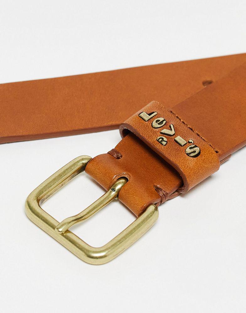 Levi's leather logo belt in tan商品第4张图片规格展示