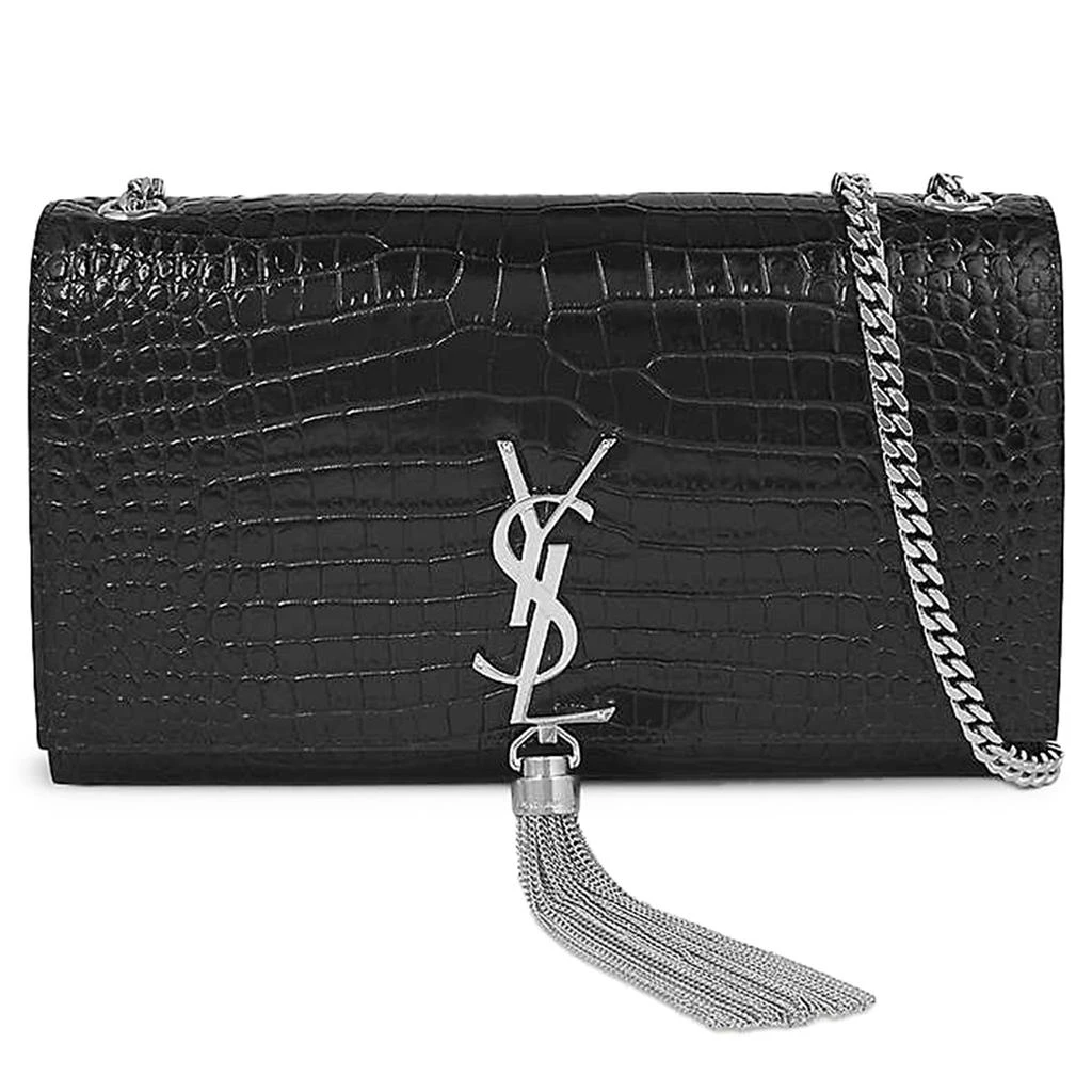 商品Yves Saint Laurent|Saint Laurent Medium Kate Croc Monogram Black Satchel,价格¥15610,第1张图片