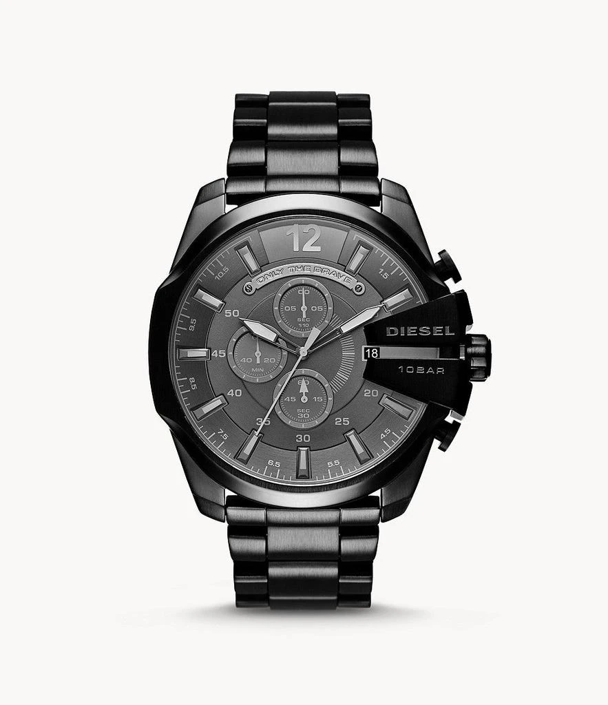 商品Diesel|Diesel Men's Mega Chief Chronograph, Black-Tone Stainless Steel Watch,价格¥1013,第1张图片