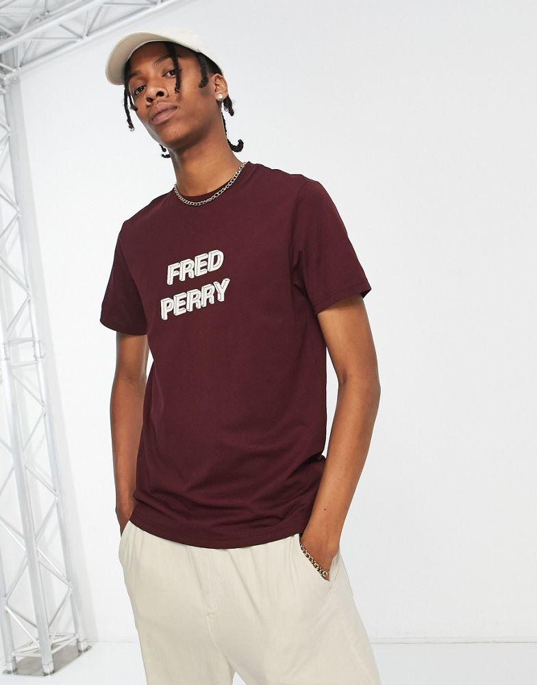 Fred Perry logo graphic t-shirt in red商品第1张图片规格展示