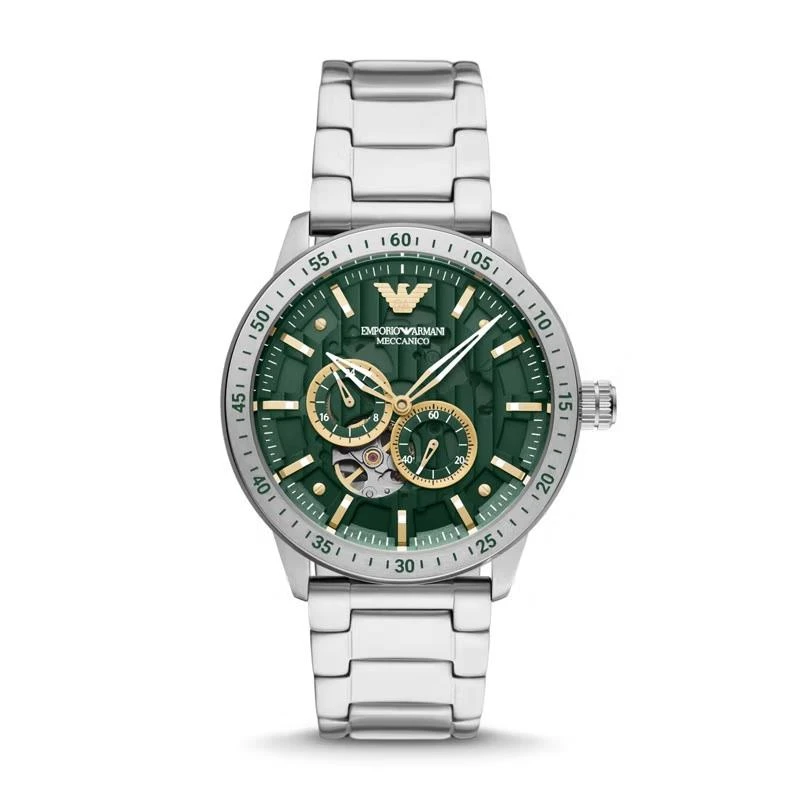 商品[国内直发] Emporio Armani|2022款镂空自动机械时尚休闲钢带绿色手表男款AR60053,价格¥3105,第1张图片