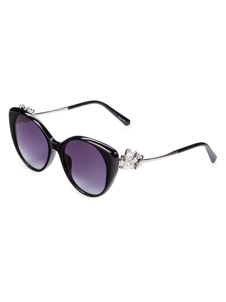 商品Swarovski|54MM Crystal & Faux Pearl-Embellished Cat Eye Sunglasses,价格¥444,第4张图片详细描述