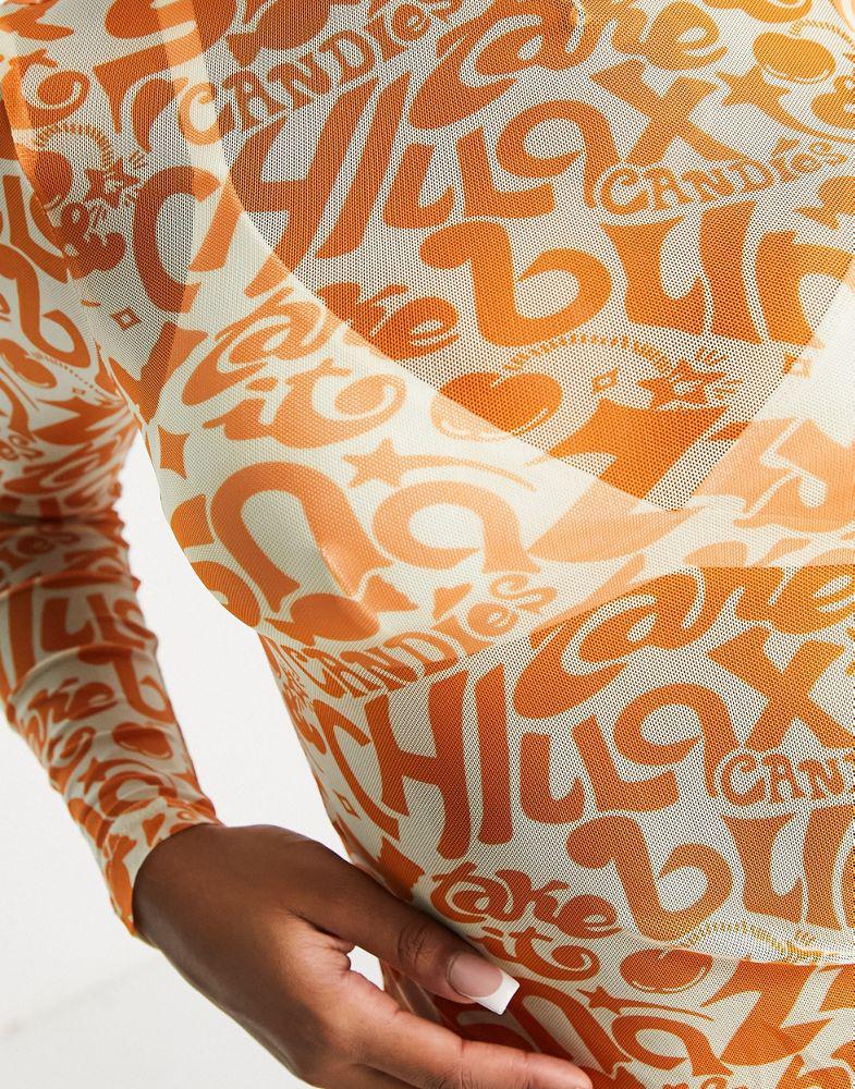 Urban Revivo printed long sleeve t-shirt in orange商品第3张图片规格展示