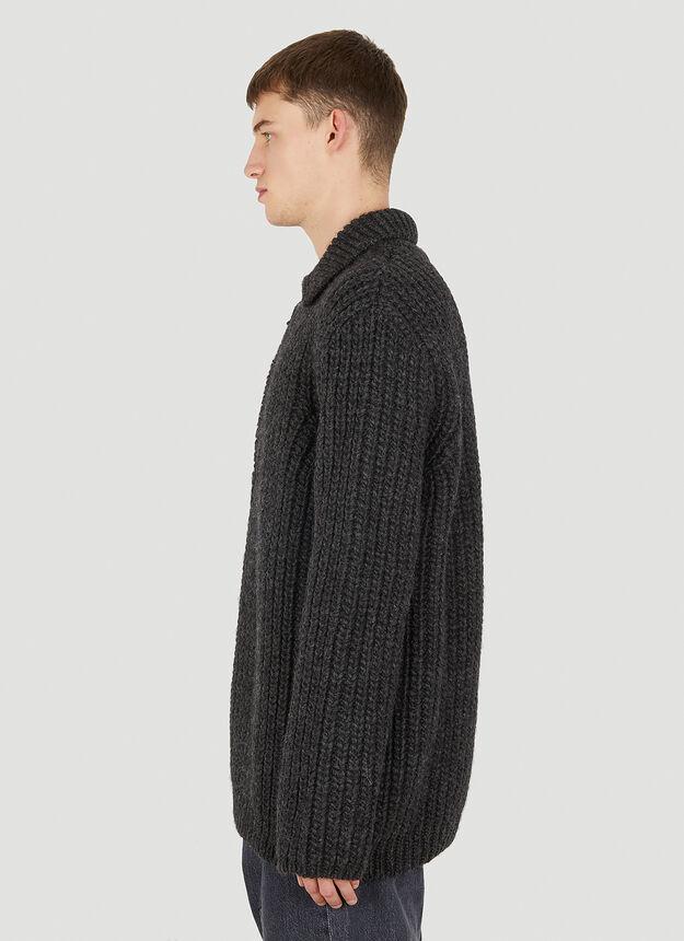 Knit Polo Sweater in Grey商品第3张图片规格展示