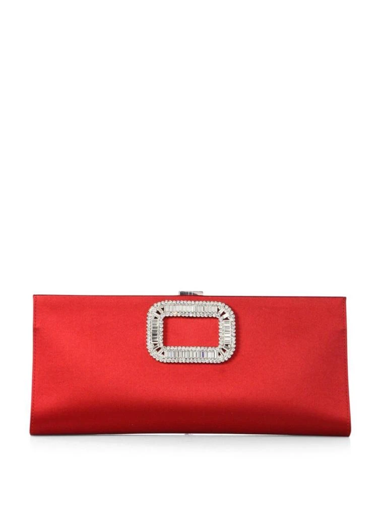 商品Roger Vivier|Pilgrim Crystal-Buckle Satin Pochette,价格¥12566,第1张图片