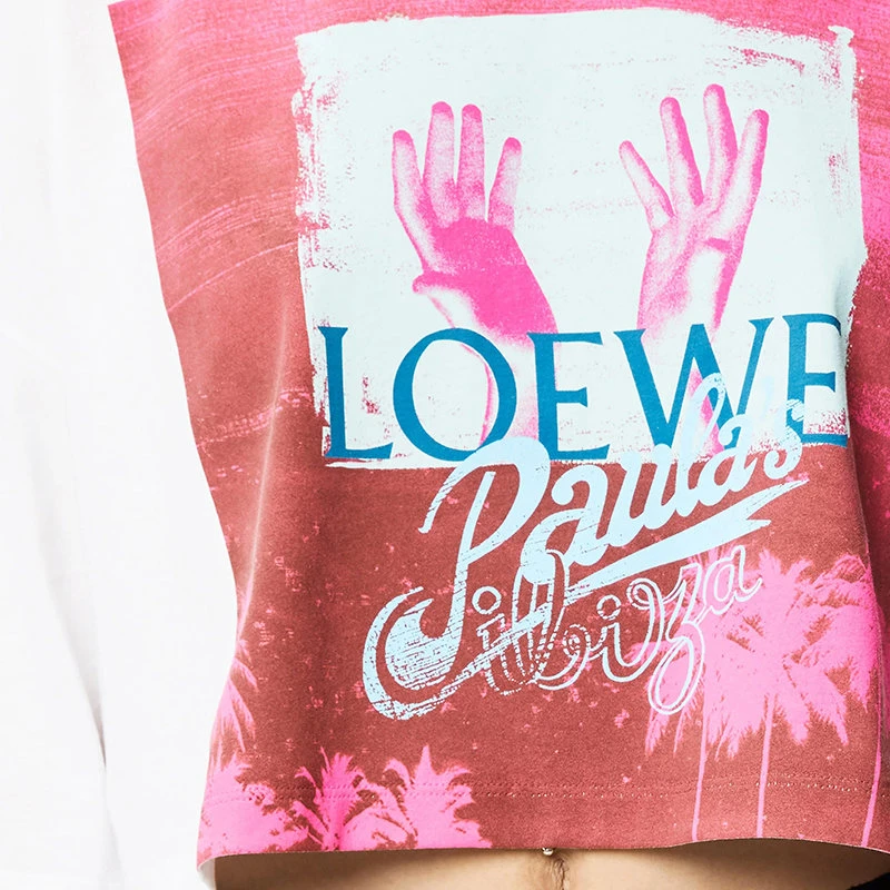 【预售3-7天】LOEWE/罗意威 22年春夏新款 女士白色/多色棉质混纺棕榈树印花短款T恤S616Y22X39-2016 商品