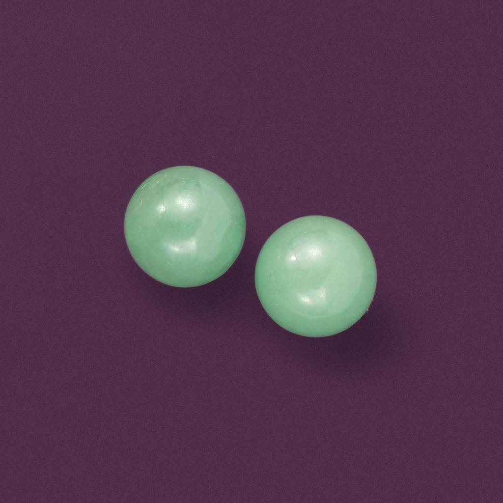 商品Ross-Simons|10mm Jade Stud Earrings in 14kt Yellow Gold,价格¥888,第3张图片详细描述