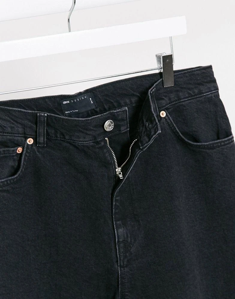 商品ASOS|ASOS DESIGN Tall high rise stretch 'slim' straight leg jeans in black,价格¥121,第3张图片详细描述