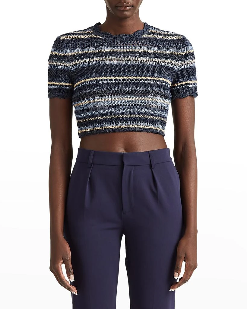 商品Ralph Lauren|Striped Crochet-Knit Crop Sweater,价格¥1886,第3张图片详细描述