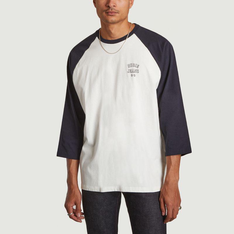 Joey 3/4 sleeve T-shirt Navy offwhite Nudie Jeans商品第1张图片规格展示