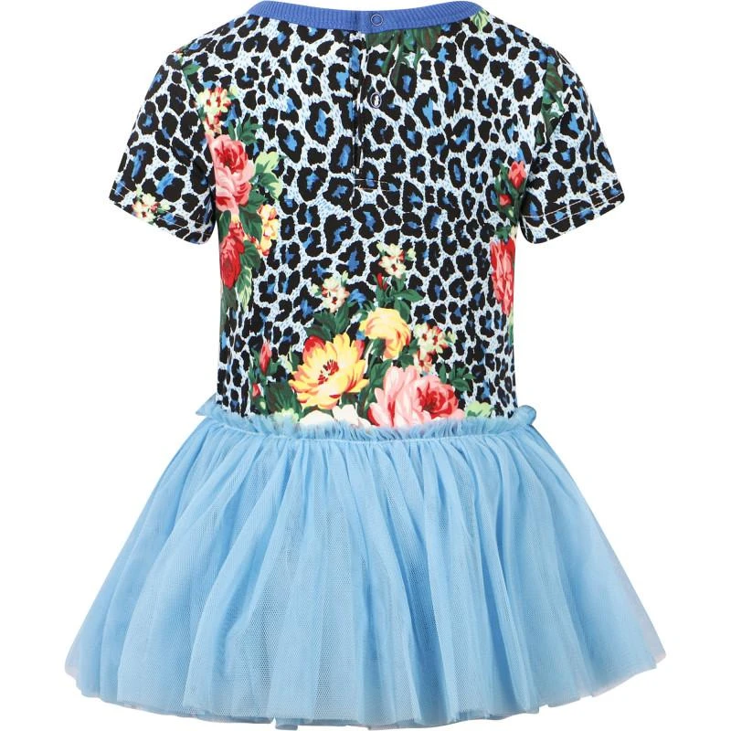 商品Rock Your Baby|Leopard and flowers print mesh bottom dress in blue,价格¥844,第2张图片详细描述