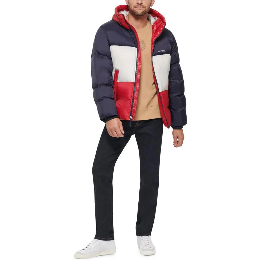 商品Tommy Hilfiger|Men's Colorblock Performance Hooded Puffer Jacket,价格¥1102,第4张图片详细描述