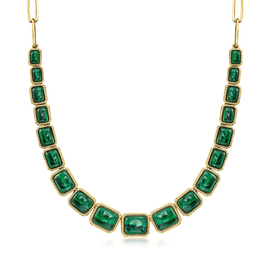 商品Ross-Simons|Ross-Simons Malachite Graduated Paper Clip Link Necklace in 18kt Gold Over Sterling,价格¥2059,第1张图片