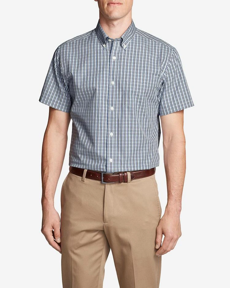 Men's Wrinkle-Free Relaxed Fit Short-Sleeve Pinpoint Oxford Shirt - Blues 商品