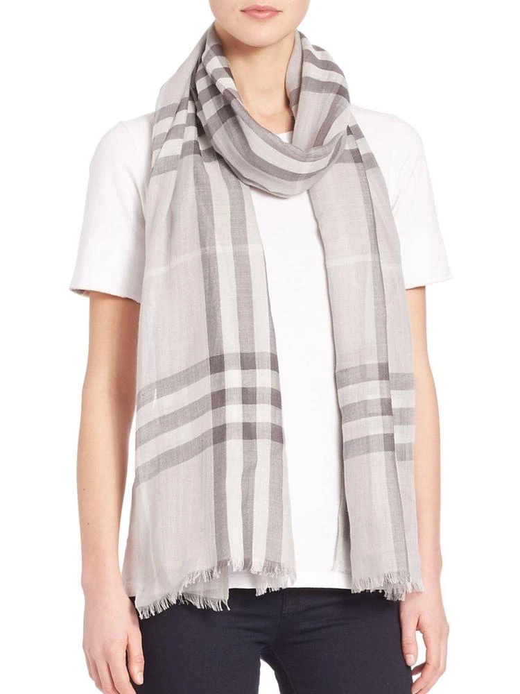 商品Burberry|Giant Check Wool & Silk Gauze Scarf,价格¥2960,第1张图片