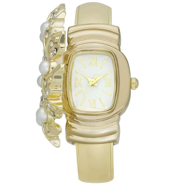 商品Charter Club|Holiday Lane Women's Gold-Tone Bracelet Wreath Flip Watch 35mm, Created for Macy's,价格¥221,第2张图片详细描述