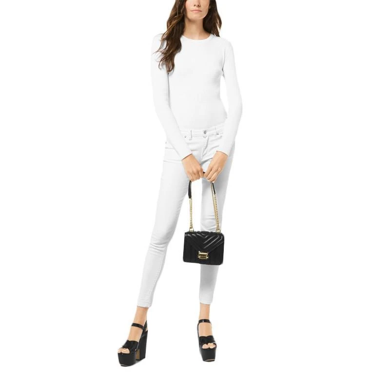 商品[国内直发] Michael Kors|Michael Kors 迈克·科尔斯 MK女包 牛皮金色标徽单肩斜挎包 黑色30F8GXIL1T BLACK,价格¥1827,第6张图片详细描述
