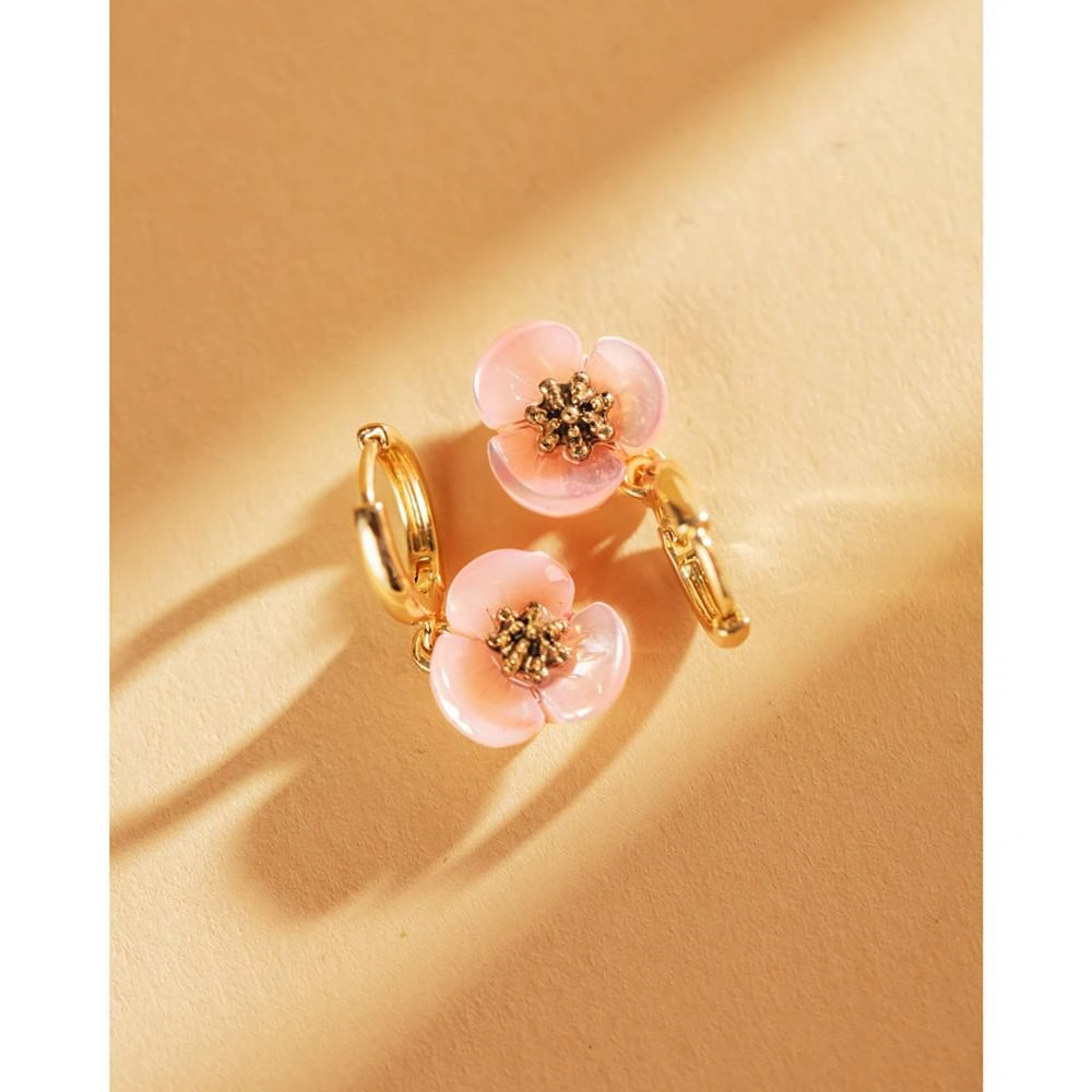商品Lonna & Lilly|Gold-Tone Imitation Mother-of-Pearl Flower Drop Off Small Hoop Earrings,价格¥164,第3张图片详细描述