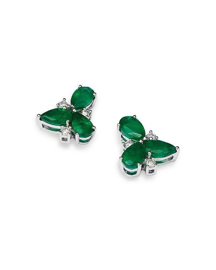 商品Bloomingdale's|Emerald & Diamond Stud Earrings in 14K White Gold - 100% Exclusive,价格¥12707,第3张图片详细描述