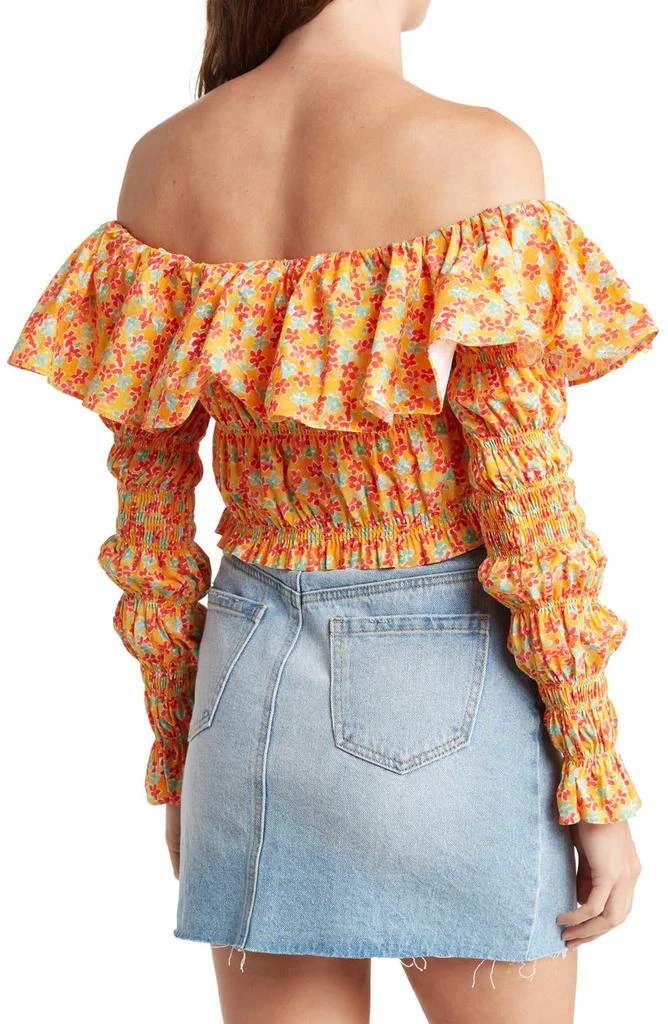 商品CAROLINE CONSTAS|Lydia Floral Ruffle Long Sleeve Crop Top,价格¥920,第2张图片详细描述