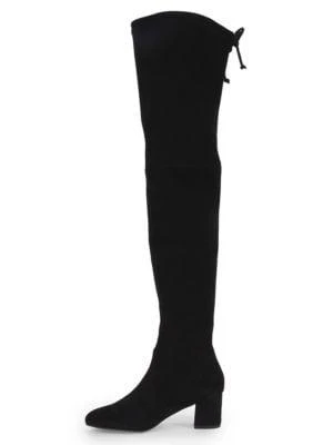 商品Stuart Weitzman|女士 绒面高跟过膝长筒靴 黑色,价格¥1687,第4张图片详细描述