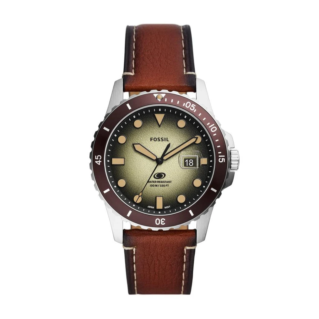 商品Fossil|Blue Three Hand Leather Watch - FS5961,价格¥677,第1张图片