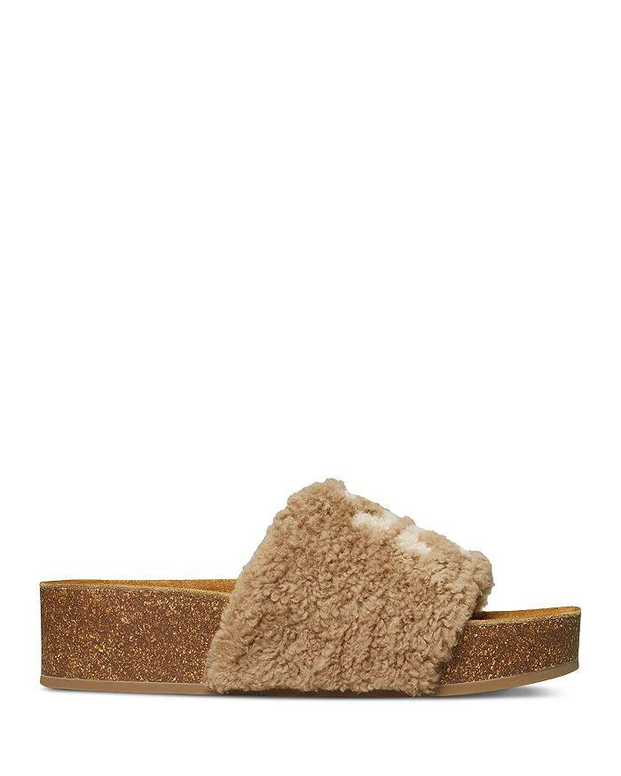 商品Tory Burch|Women's Double T Shearling Flatform Slide Sandals,价格¥669,第2张图片详细描述